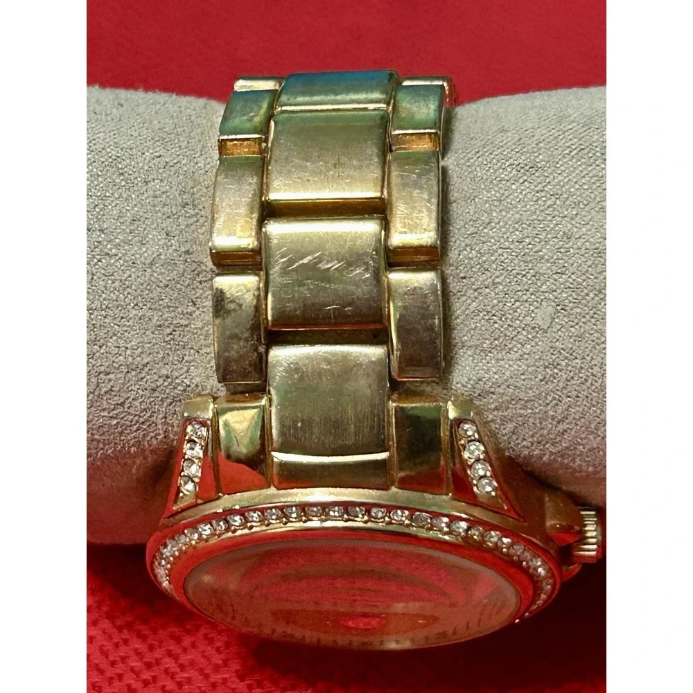 Gossip Day Date Crystal Accent Rose Gold Tone Watch New Battery